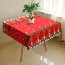 1 khăn trải bàn tiệc Giáng sinh, khăn trải bàn bằng polyester chống trượt bền, khăn trải bàn hình chữ nhật có thể giặt bằng máy, dùng để trang trí và ăn mừng ngày lễ, trang trí nhà cửa, quà tặng Giáng sinh - Nhiều màu - Xem 6
