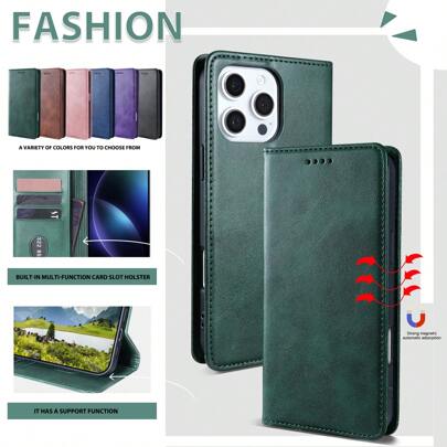 适用于 iPhone 16 Pro Max/ S24U/Redmi Note 13 Pro 的男士 iPhone 手机壳，翻盖皮套 - 防震手机壳 + 支架 + 精湛工艺，适用于 Apple IPhone 11/12/13/14/15 Pro Max、S24U、OPPO、VIVO、Redmi Note 11/12/13 Pro，仿皮套