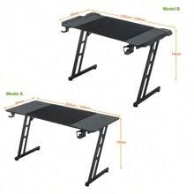 Froadp Freestanding Desk, Ergonomic For Gamer 120x60cm/140x60cm With Carbon Fiber Plate, Cup Holder And Headphone Jack - Black - View 2