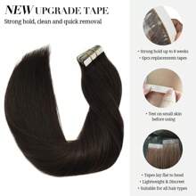 Tape In Hair Extensions Human Hair #1B Natural Black 20 Inch 50g 20Pcs Straight Seamless Tape In Invisible Tape In Hair Extensions Human Hair - Natural Black - 查看 4