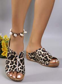 1 Pair Fashion Cross-Border Comfortable Large Size Ladies Wedge Thick Bottom Sandals Suitable For Dresses & Pants, Size 36-43