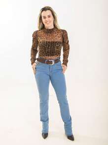 Women's Straight Country Jeans - 淺色水洗藍 - 查看 1