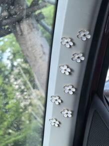 8件套金属花朵汽车内饰装饰配件，后视镜和仪表盘装饰 - 均碼 - 查看 8