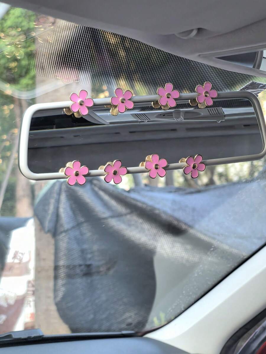 8件套金属花朵汽车内饰装饰配件，后视镜和仪表盘装饰 - 均碼 - 查看 1