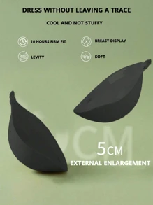 5cm Thick Skin-Colored Adhesive Push-Up Invisible Bra Cups/Pads For Women, Summer Backless/Strapless Occasions - Black - View 4