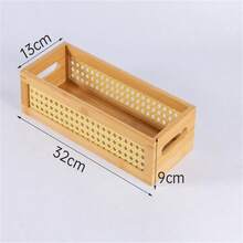 1 hộp đựng đồ bằng gỗ dạng lưới nhiều kích cỡ, hộp đựng đồ trang điểm trong phòng ngủ, khay để bàn phòng khách, hộp đựng đồ hình chữ nhật - Màu Khaki - Xem 10