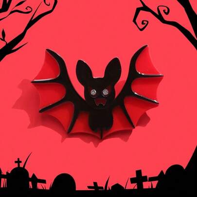 1 Stück rote Fledermaus Acryl Brosche für Frauen, modischer Cartoon Tier Pin Abzeichen Geschenk