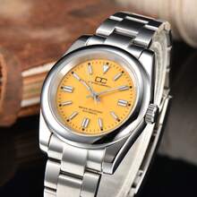 Đồng hồ cơ tự động 39mm dành cho nam, Bộ máy NH35, Vỏ thép không gỉ, Viền trơn, Đồng hồ thể thao, Mặt kính Sapphire, Phát sáng, Chống nước - Bạc - Xem 5