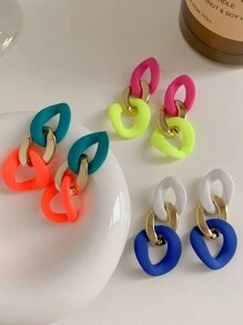1对休闲个性撞色链条耳环 - 彩色 - 查看 1