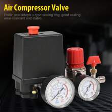 Regulador de válvula de control de interruptor de presión de compresor de aire pequeño con medidores - Negro - Ver 6
