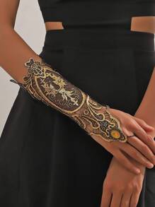 1 Peça Luva Vintage Estilo Barroco Dourada com Rendas e Pedras de Strass Embelezada, Acessório de Moda Y2K Soft Grunge Gótico, Adequada para Halloween, Ação de Graças, Eventos Formais, Casamentos, Viagens, Presentes no Dia dos Namorados