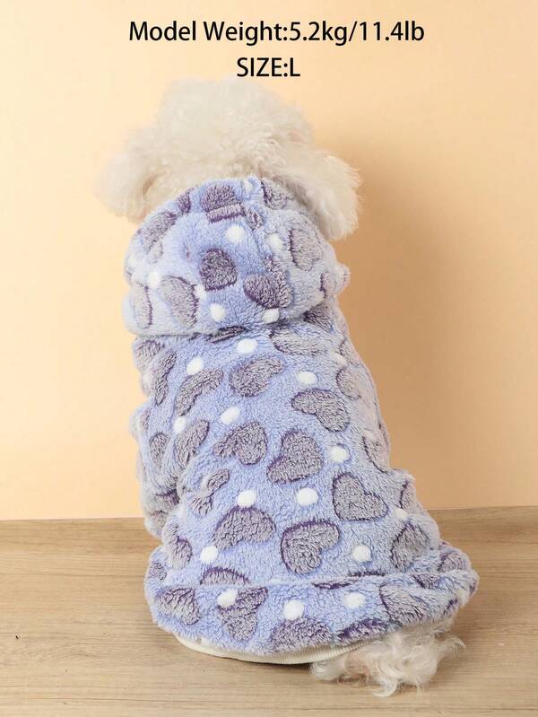 قطعة واحدة من البوليستر الدافئة والسميكة القابلة للغسل ملابس قطة وكلب مزودة بقبعة مناسبة للقطط والكلاب صغيرة ومتوسطة الحجم للنوم في المنزل أو الخروج في فصلي الخريف والشتاء (المنتج صغير نسبيًا، ويوصى بشراء مقاس أكبر بمقدار 1-2)