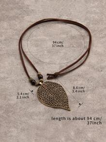 1 件复古波西米亚串珠镂空叶吊坠项链，时尚万圣节节日礼物装饰，男女通用珠宝，学生纪念品礼物 - 串珠款 - 查看 9