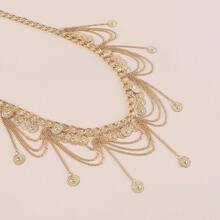 Mydear 1 件女式复古流苏和圆盘链腰带，适合日常穿着和派对 - 金色 - 查看 6