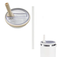 (1 Lid And 1 Straw) Flip Top Straw Replacement For 40 Oz Tumbler, Spill And Splash Proof Car Cup Lid, Reusable Plastic Cup Lid With Straw And Spill Proof Lid