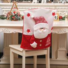 1pc Christmas Chair Cover Reusable Table And Chair Cover Party Decoration Santa Claus Snowman Pattern Chair Cover For Christmas Party Decoration New Year Restaurant Kitchen Supplies - Multicolor - View 4
