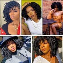 Short Dreadlock Crochet Hair Bundles Synthetic Hair Faux Locs 8 Inches Soft Locs Pre-Twisted Locs Braids Dreadlock Locs 20 Strands/Pack Pre-Looped Crochet Hair For Women Daily Use