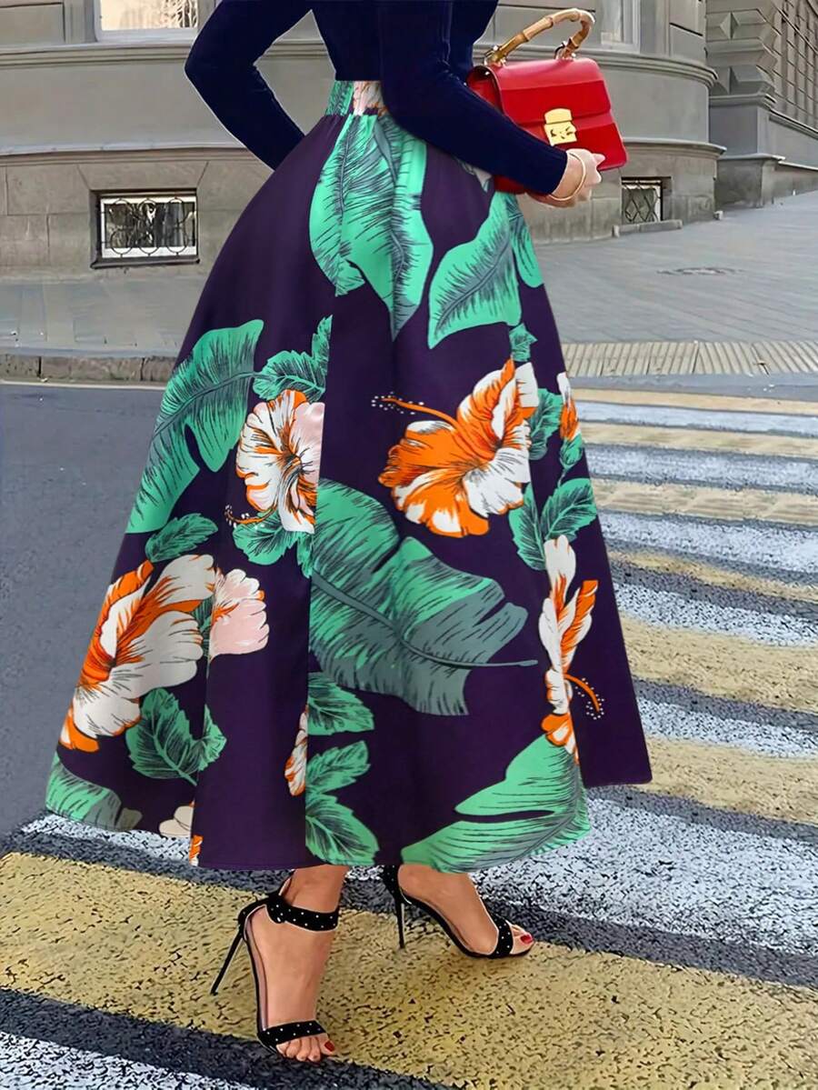 Women's Fashion Floral Print Casual Elegant Skirt, Summer - Multicolor - View 1