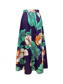 Women's Fashion Floral Print Casual Elegant Skirt, Summer - Multicolor - View 3