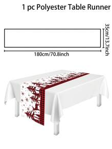 1 件圣诞桌旗，圣诞主题桌旗，涤纶桌旗，圣诞派对装饰桌旗，适合冬季圣诞派对家居餐桌装饰 - 彩色 - 查看 2