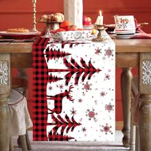 1 件圣诞桌旗，圣诞主题桌旗，涤纶桌旗，圣诞派对装饰桌旗，适合冬季圣诞派对家居餐桌装饰 - 彩色 - 查看 9
