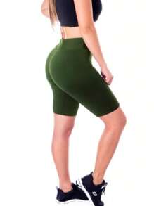 Women's Suplex Bermuda Shorts, High Waist, Thick Girl - màu đen - Xem 9