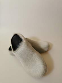 新款毛绒便鞋，厚底厚底，室内外时尚穿着，用途广泛 - 灰色 - 查看 7