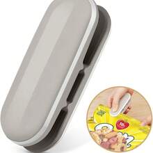 1 件塑料按压封口机密封夹，便携式封口机食品袋密封（由 2 节 AA 电池供电，不含电池）-厨房配件 - 灰色 - 查看 1