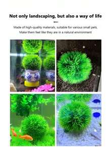 水族箱景觀裝飾，合成塑料草球、草堆，塑料水生植物，魚缸景觀，非真實植物，微景觀裝飾，人工花卉和小草飾品 - 彩色 - 查看 6