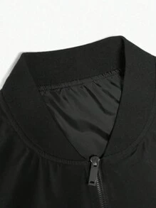 Men Spring Autumn Lightweight Casual Baseball Jacket, Fashion Outerwear With Long Sleeve & Zip Up - Black - View 3