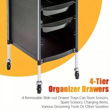4 Drawer Salon Hairdresser Trolley Barber Storage Basket Rolling Cart Storage - Variant1 - View 10