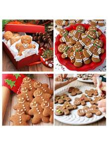 Set de 3 piezas de herramientas de repostería de acero inoxidable para Navidad, cortador de galletas de hombre de jengibre DIY, decoraciones navideñas, pijamas navideños, regalos navideños, decoración navideña