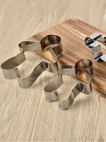 Set de 3 piezas de herramientas de repostería de acero inoxidable para Navidad, cortador de galletas de hombre de jengibre DIY, decoraciones navideñas, pijamas navideños, regalos navideños, decoración navideña