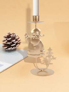 1 pieza Soporte de vela con decoraciones navideñas de árbol de Navidad, cascabel, reno, estrella, adorno navideño para hogar, regalos de Feliz Año Nuevo - Dorado - Ver 8