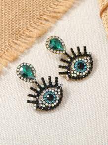 Rhinestone Eye Decor Earrings - Multicolor - View 9