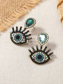 Rhinestone Eye Decor Earrings - Multicolor - View 8