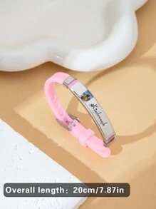 可定制彩色硅胶手链，带有文字/名字，不锈钢个性化励志引语照片手链，适合爱人，是情人节、圣诞节、万圣节的完美礼物