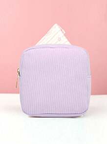 1 pieza Bolsa de almacenamiento de toallas sanitarias rosada, bolsa de almacenamiento portátil, gran capacidad, estilo sencillo, utilizada para almacenar toallas sanitarias, protectores diarios y tampones, una necesidad para las niñas, una buena opción para salir.