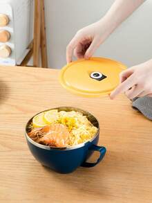 1pc Stainless Steel Insulated Noodle Bowl, Heatproof - Multicolor - View 9