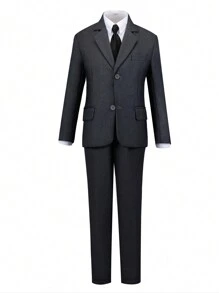 Tween Boys Dress Pants Adjustable Waist Flat Front Pant Wedding School Uniforms Pants Dark Grey Size 6-16Y - Dark Grey - View 6