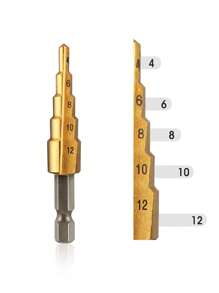 STONEGO Titanium Coated Step Drill Bit - 1/4" Hex Shank, HSS Cone Hole Cutter In Sizes 4-12mm, 4-20mm, 4-32mm For Aluminum, Insulating Board, PVC Board, And Wood,Tool Accessories