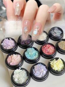 1 Gói Mảnh Vỏ Tự Nhiên Mỏng Nhiều Màu Sắc Ba Chiều Aurora, Trang Trí Móng Tay Tự Làm, Phong Cách Nhật Bản & Hàn Quốc Cổ Điển Hình Trái Tim Bằng Laser, Dành Cho Phụ Nữ, Mẹ, Chị Em Gái, Vợ, Người Yêu, Đám Cưới, Tiệm Làm Móng - Nhiều màu - Xem 2