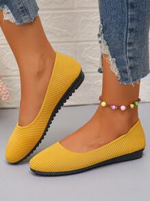 Nouvelles mocassins décontractés, confortables et pratiques pour femmes 2024, disponibles en jaune, bleu, kaki, gris, noir. Chaussures légères et souples pour infirmières/mamans, basses et respirantes pour le travail/l'école - Jaune citron - Voir 5