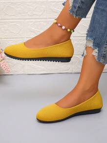 Nouvelles mocassins décontractés, confortables et pratiques pour femmes 2024, disponibles en jaune, bleu, kaki, gris, noir. Chaussures légères et souples pour infirmières/mamans, basses et respirantes pour le travail/l'école - Jaune citron - Voir 4