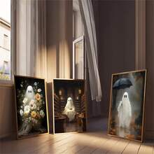 Juego de 3 piezas de arte de pared de lienzo fantasmal caprichoso - sin marco, pósteres modernos de decoración gótica para el estudio, el hogar, la oficina y la sala de estar - ML1167 (sin marco) - Ver 5