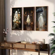 Juego de 3 piezas de arte de pared de lienzo fantasmal caprichoso - sin marco, pósteres modernos de decoración gótica para el estudio, el hogar, la oficina y la sala de estar - ML1167 (sin marco) - Ver 6