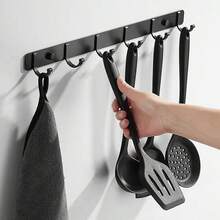 1pc No-Drill Space Aluminum Wall Hook, Kitchen Apron Hanger, Bathroom Robe & Towel Hook,Kitchen Storage,Kitchen Organizer,Kitchen Organiser,Storage Items,Kitchen,Storage,Organizer,Organiser,Organization,Organizers,Drawer Organizer,Travel,Kitchen Items,Kitchen Utensils,Kitchen Tools,Kitchen Things. - Multicolor - View 8