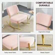 Eddy Velvet Material Cushioned Rocking Chair, Unique Rocking Chair, Cushioned Seat, Pink Backrest Rocking Chair, And Golden Metal Legs. Comfortable Side Chairs In The Living Room, Bedroom, Office, Winter, Soft And Warmth, Christmas Decor, Christmas Decorations, Christmas Gifts, Christmas Home, Christmas Decor Home, Kitchen, Kitchen Accessories - Hồng - Xem 4