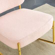 Eddy Velvet Material Cushioned Rocking Chair, Unique Rocking Chair, Cushioned Seat, Pink Backrest Rocking Chair, And Golden Metal Legs. Comfortable Side Chairs In The Living Room, Bedroom, Office, Winter, Soft And Warmth, Christmas Decor, Christmas Decorations, Christmas Gifts, Christmas Home, Christmas Decor Home, Kitchen, Kitchen Accessories - Hồng - Xem 8