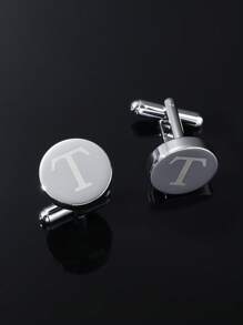1 paire Boutons De Manchette De Simple Et À La Mode Pour Homme laser 26 Alphabet Anglais